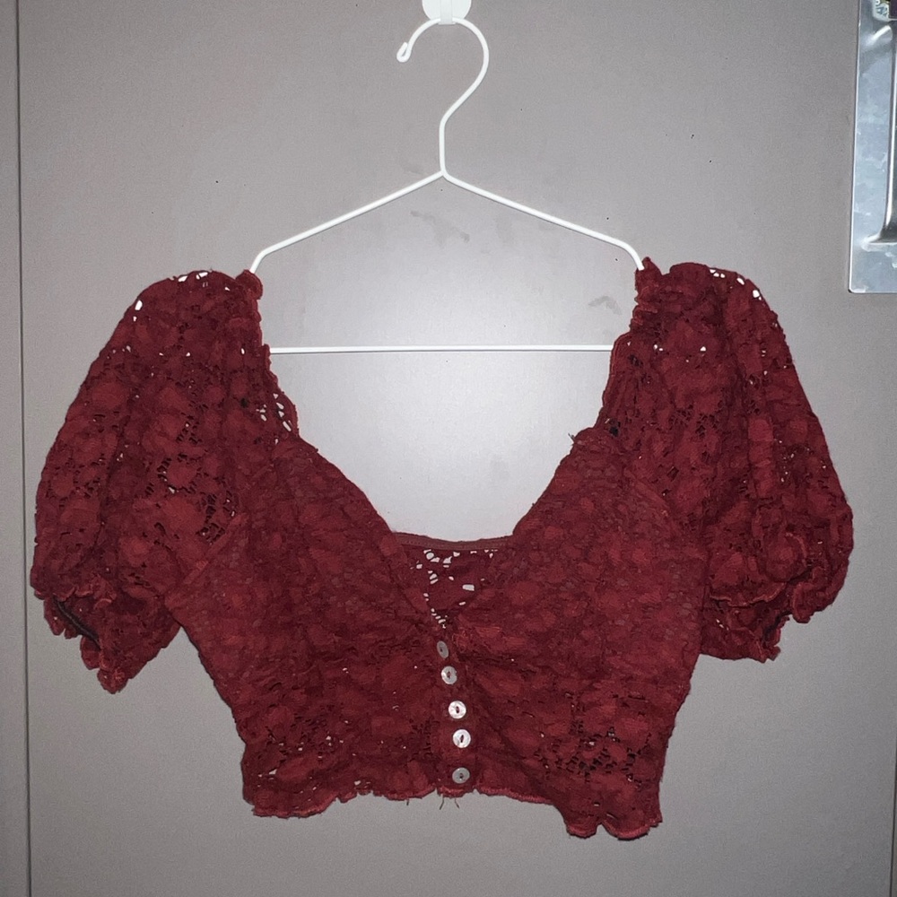 Urban Outfitters Lace Burgundy Crop Top